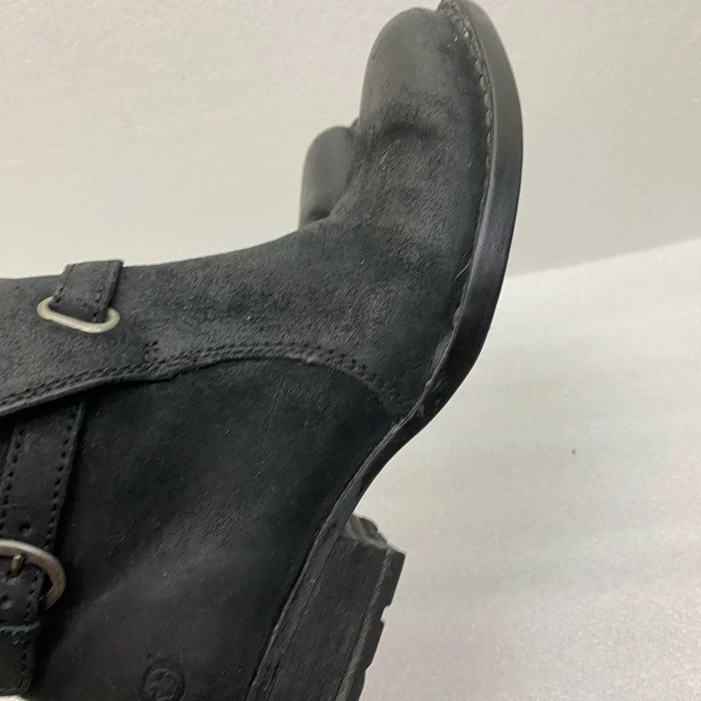 Born Shoes Jorgette Suede Black Buckle‎ Western Rodeo Festival Strap Bootie 6.5